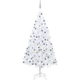 vidaXL Kunstkerstboom met verlichting en kerstballen 210 cm PVC wit