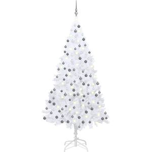 vidaXL Kunstkerstboom met verlichting en kerstballen 210 cm PVC wit