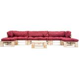 vidaXL 6-delige Loungeset pallet met rode kussens hout