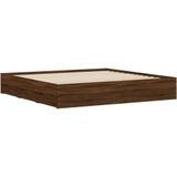 vidaXL Bedframe met lades bewerkt hout bruin eikenkleurig 200x200 cm