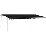 vidaXL - Luifel - handmatig - uittrekbaar - met - LED - 6x3 - m - antracietkleurig