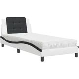 vidaXL Bed met matras kunstleer wit en zwart 90x190 cm