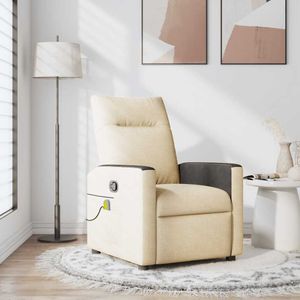 vidaXL Massagestoel verstelbaar stof crèmekleurig