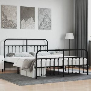 vidaXL Bedframe met hoofd- en voeteneinde metaal zwart 183x213 cm