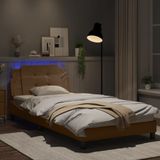 vidaXL Bedframe met LED-verlichting kunstleer cappuccino 100x200 cm