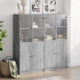 VidaXL-Boekenkast-met-deuren-136x37x142-cm-hout-grij - onoma-eiken