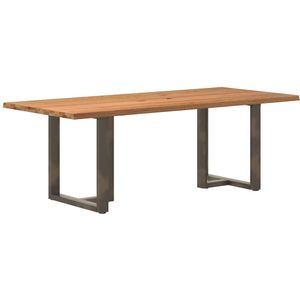 vidaXL Eettafel met natuurlijke rand 220x100x74 cm massief eikenhout