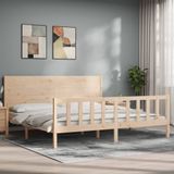 vidaXL Bedframe met hoofdbord massief hout