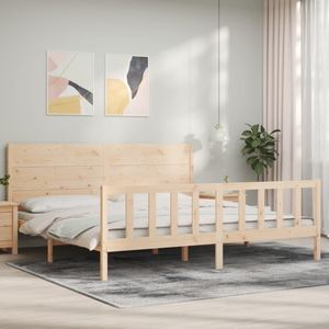 vidaXL Bedframe met hoofdbord massief hout