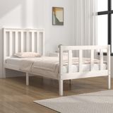 vidaXL Bedframe massief grenenhout wit 75x190 cm