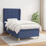 vidaXL Boxspring met matras stof blauw 80x200 cm