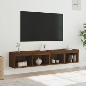 vidaXL Tv-meubels met LED-verlichting 2 st 80x30x30 cm bruineikenkleur