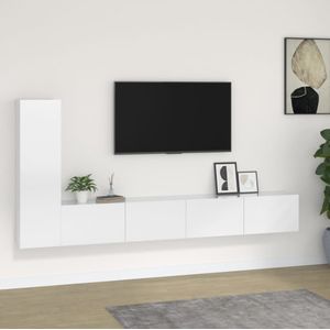 VidaXL 3-delige TV-meubelset - Bewerkt Hout Hoogglans Wit