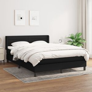 vidaXL Boxspring met matras stof zwart 140x200 cm