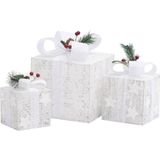 vidaXL Kerstdecoratie geschenkdozen 3 st binnen/buiten wit