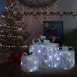 vidaXL Kerstdecoratie geschenkdozen 3 st binnen/buiten wit