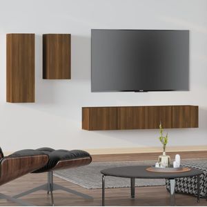 VidaXL 4-delige TV-meubelset Bewerkt Hout Bruineikenkleurig