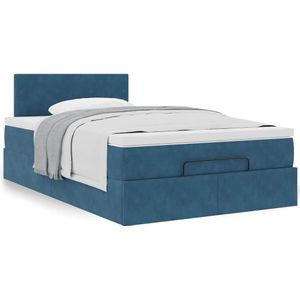 vidaXL Ottoman bed met matras 120x190 cm fluweel donkerblauw