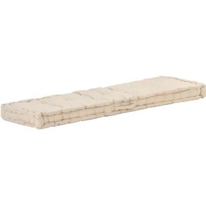 vidaXL Palletvloerkussen 120x40x7 cm katoen beige