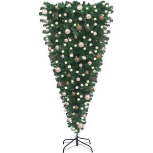 vidaXL Kunstkerstboom met verlichting en ballen ondersteboven 240 cm