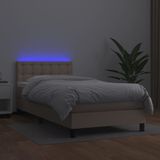 vidaXL Boxspring met matras en LED kunstleer cappuccinokleur 80x200 cm