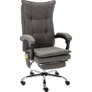 vidaXL - Kantoormassagestoel - Grijs - Ergonomisch Ontwerp - Massage- en Ligfunctie