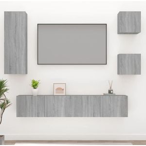 VidaXL 5-delige TV-meubelset - Bewerkt Hout - Grijs Sonoma Eikenkleurig