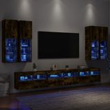 vidaXL 7-delige Tv-wandmeubelset met LED-verlichting gerookt eiken