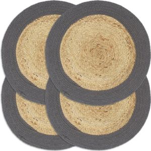 vidaXL-Placemats-4-st-38-cm-jute-en-katoen-natuurlijk-en-antraciet