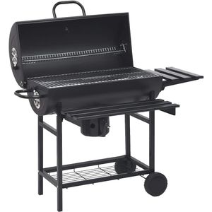 vidaXL Barbecuevat met wielen en schappen 115x85x95 cm staal zwart