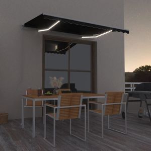 vidaXL Luifel handmatig uittrekbaar met LED 350x250 cm antracietkleur