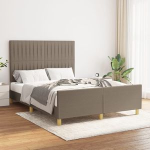 vidaXL Bedframe met hoofdeinde stof taupe 140x200 cm