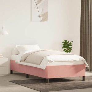 vidaXL Bedframe fluweel roze 100x200 cm