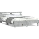 vidaXL Bedframe met hoofdeinde bewerkt hout betongrijs 140x190 cm