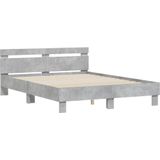 vidaXL Bedframe met hoofdeinde bewerkt hout betongrijs 140x190 cm
