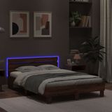 vidaXL Bedframe met hoofdeinde en LED bruin eikenkleurig 120x190 cm