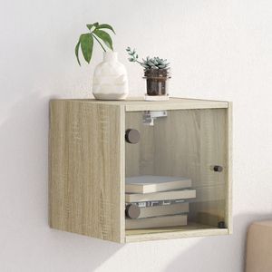 VidaXL-Nachtkastje-met-glazen-deur-35x37x35-cm-sonoma-eikenkleurig