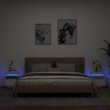 vidaXL Nachtkastjes met LED-verlichting 2 st 40x39x48,5 cm wit