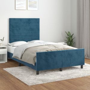 vidaXL Bedframe met hoofdeinde fluweel donkerblauw 120x200 cm