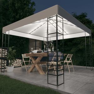 <p>Deze partytent is ideaal voor verschillende buitenevenementen, zoals trouwpartijen, verjaardagen en barbecues. Daarnaast kan je hem ook in je tuin plaatsen als groot en mooi zonnescherm om op hete dagen samen met familie en vrienden onder te zitten.</p>
<p>Het frame van de tent is sterk en stabiel dankzij de volledig stalen constructie. Het dak is gemaakt van 100% polyester met een polyamide coating, waardoor je beschermd wordt tegen schadelijke uv-stralen en regen. Het stijlvolle dubbel-geventileerde ontwerp zorgt voor een goede luchtdoorstroming en extra comfort.</p>
<p>Daarnaast zorgt de lichtslinger voor een comfortabele sfeer in je tuin zodra de zon ondergaat. De verlichting werkt op zonne-energie, waardoor het ook nog eens milieuvriendelijk is.</p>
<ul>
  <li>Kleur prieel: wit</li>
  <li>Materiaal: stof met PA-coating en gepoedercoat staal</li>
  <li>Afmetingen: 3 x 3 x 2,7 m (L x B x H)</li>
  <li>Afmetingen dak: 3 x 3 m</li>
  <li>Hoogte dakrand: 2 m</li>
  <li>Lengte elk snoer: 3 m</li>
  <li>Aantal LED's: 43</li>
  <li>Afstand tussen de LED's: 0,1 m</li>
  <li>Afstand tussen paneelaansluiting en eerste LED: 1 m</li>
  <li>Stroombron: zonne-energie</li>
  <li>Montage vereist</li>
</ul>