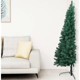 vidaXL Kunstkerstboom met verlichting en kerstballen half 210 cm groen