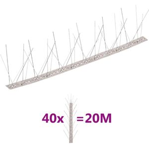 VidaXL Vogel- en Duivenpinnen 5 Rijen 40st 20m Roestvrij Staal