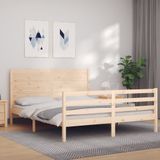 vidaXL Bedframe met hoofdbord massief hout 160x200 cm