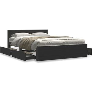 vidaXL Bedframe met hoofdeinde zonder matras 140x190 cm zwart