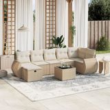 vidaXL 8-delige Loungeset met kussens poly rattan beige