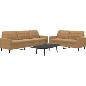 vidaXL 2-delige Loungeset met kussens fluweel bruin