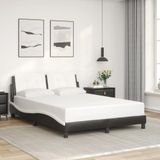 vidaXL Bedframe met hoofdbord kunstleer zwart en wit 140x190 cm