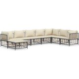 vidaXL 8-delige Loungeset met kussens poly rattan antracietkleurig