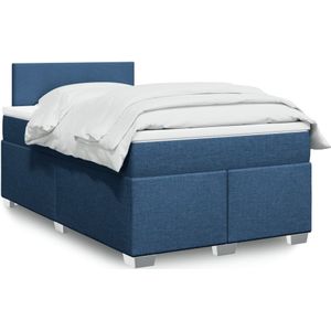 vidaXL Boxspring met matras stof blauw 120x190 cm