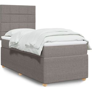 vidaXL Boxspring met matras stof taupe 90x190 cm